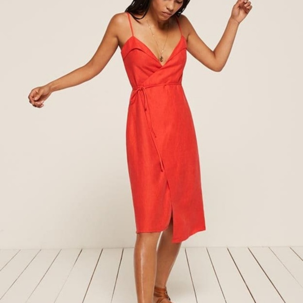 Wrap Reformation Dress in Fruit Punch